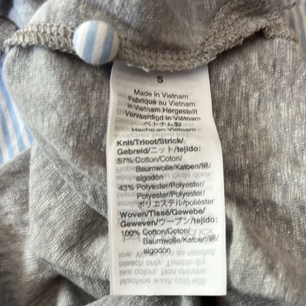 J Crew gray long sleeve shirt with blue/white striped inlay size S
